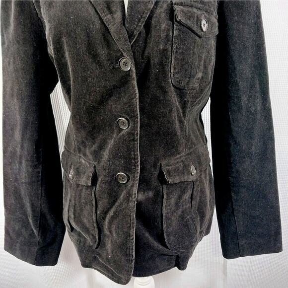 LANDS' END! ESPRESSO BROWN FINE WALE CORDUROY UTILITY STYLE JACKET BLAZER! SZ 16 - Picture 5 of 13